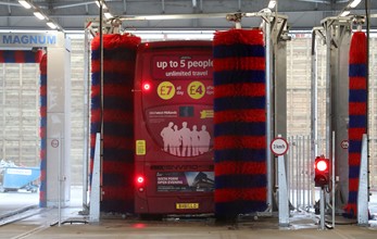 National Express West Midlands' new Perry Barr bus depot - bus wash