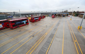 National Express West Midlands' new Perry Barr bus depot - yard and bus wash areas